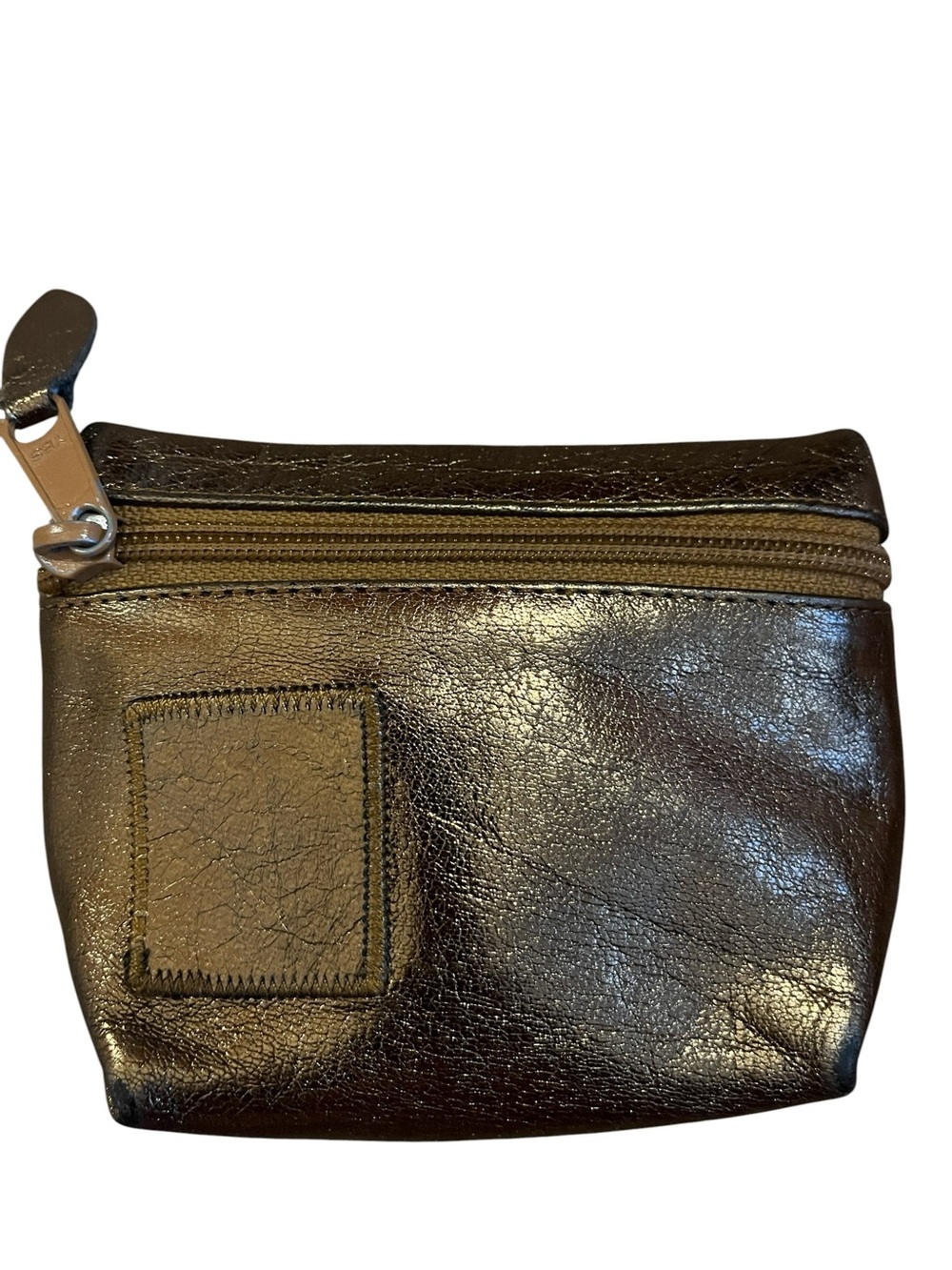 Vintage Carlos Falchi Metallic Gold Leather Coin Pouch/ Mini Pouch
